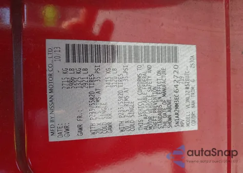 2014 Nissan Pathfinder Platinum из США, поврежденный, VIN 5N1AR2MM3EC642720